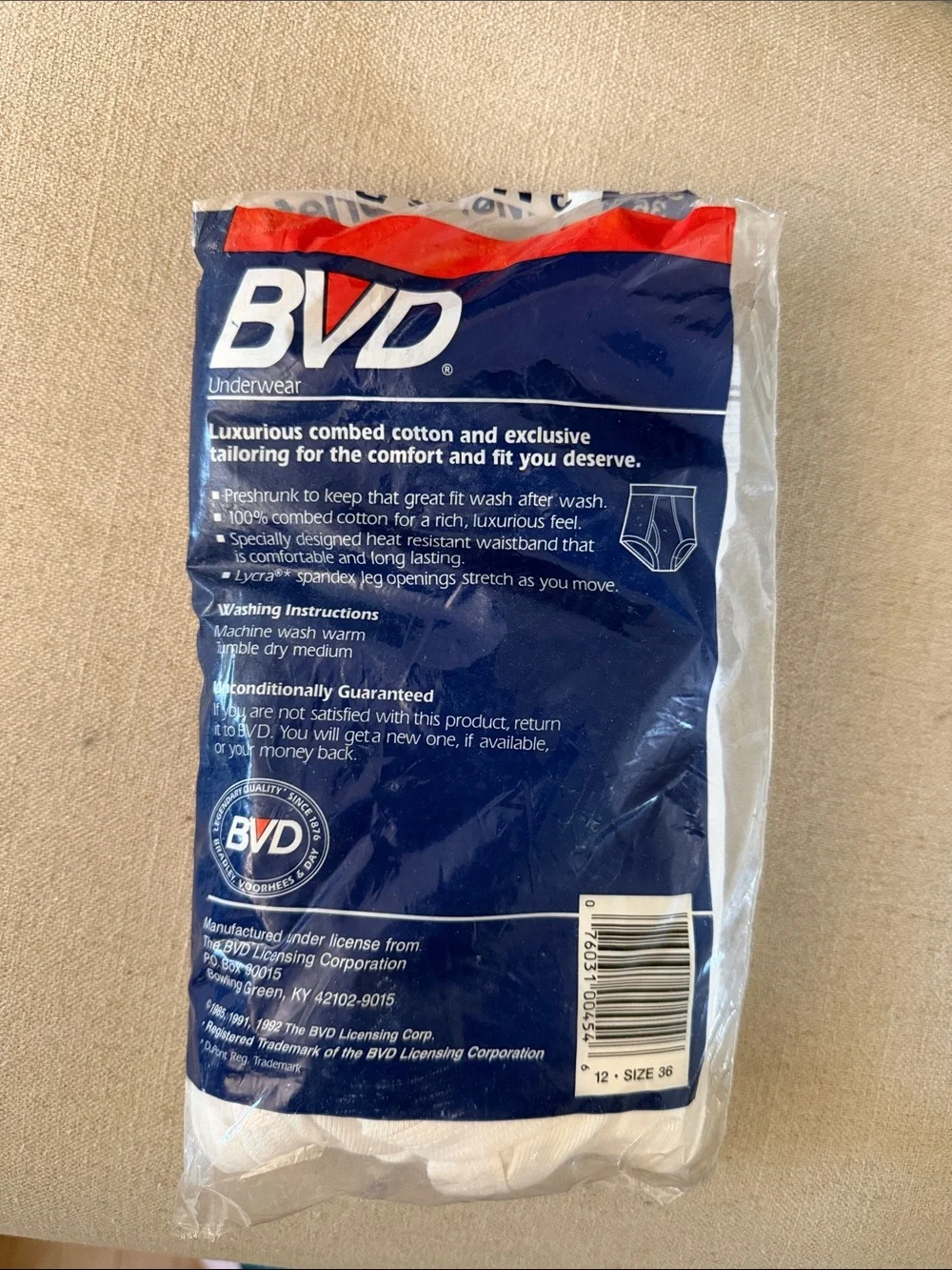 BVD Men’s Vintage Combed Cotton Briefs Underwear New White Size 36
